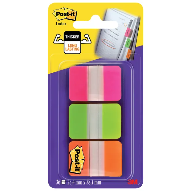 Post-it Indextabs Post-it 686GOT 25.4x38mm strong roze en groen 36 tabs
