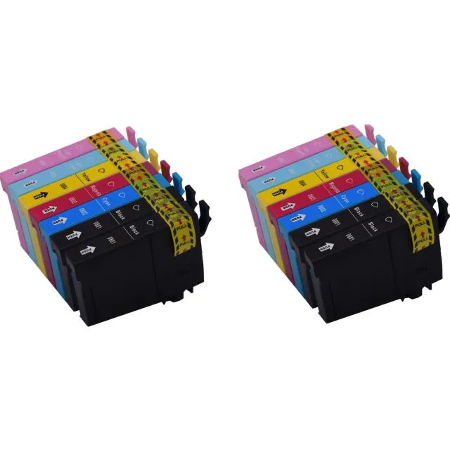 KATRIZ huismerk inkt voor|Epson 4x T0801XL Zwart+ 2x T0802XL cyaan+ 2x T0803XL Magenta + 2x T0804XL Geel + 2x T0805XL Licht Cyaan + 2x T0806Licht Magenta | (14stuks) - Met chip Zwart, Cyaan, Magenta, Geel
