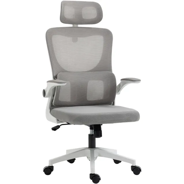 Lunpog Ergonomische Bureaustoel - Bureaustoelen voor Volwassenen - Gamestoel - Ademend Mesh - Armleuningen -Office Chair - Grijs