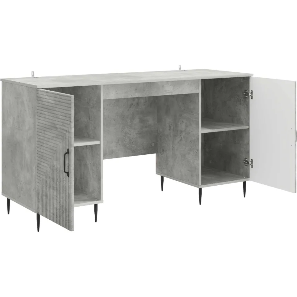 vidaXL Bureau Betongrijs 142,5 x 50 x 75 cm Bewerkt hout grijs, foto 3