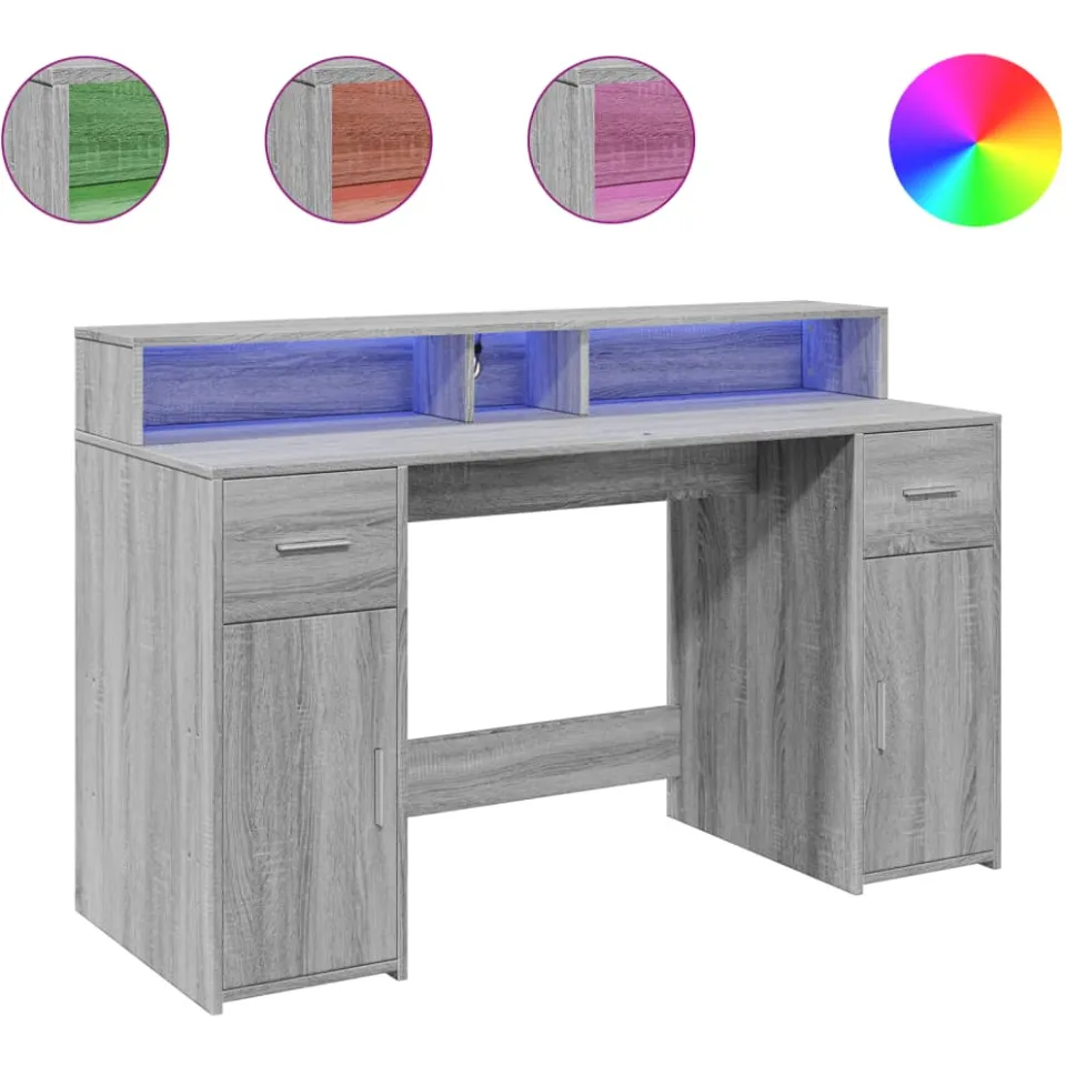 vidaXL Desk Grijs Sonoma 140 x 55 x 91 cm Engineered wood