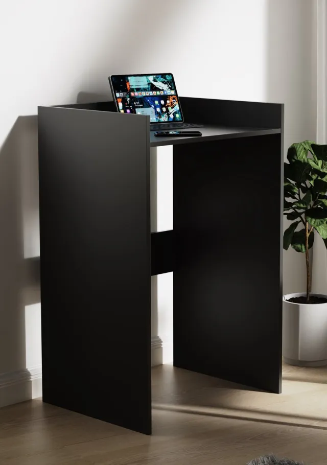 TheBestOf Furniture Bureau hoog - laptoptafel - balie - klein bureau - ruimtebesparend Zwart