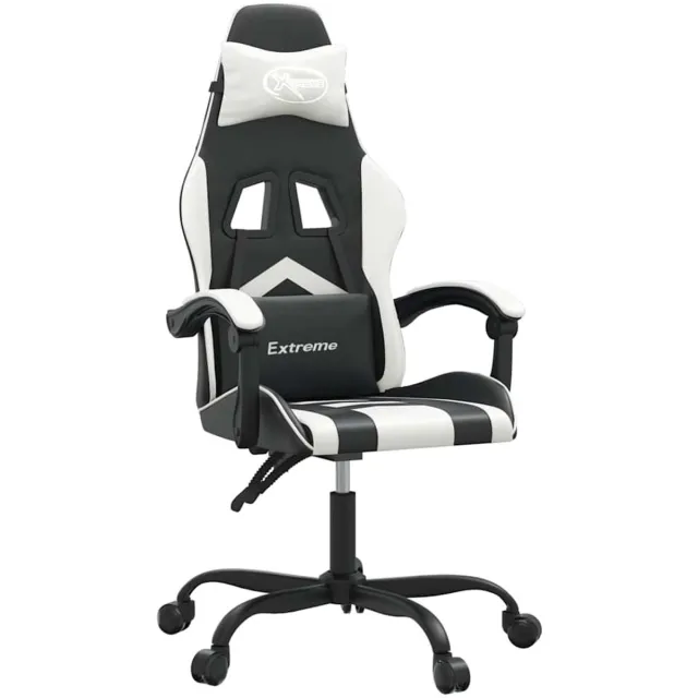 vidaXL Gamestoel - draaibaar - kunstleer - zwart - en - wit zwart en wit
