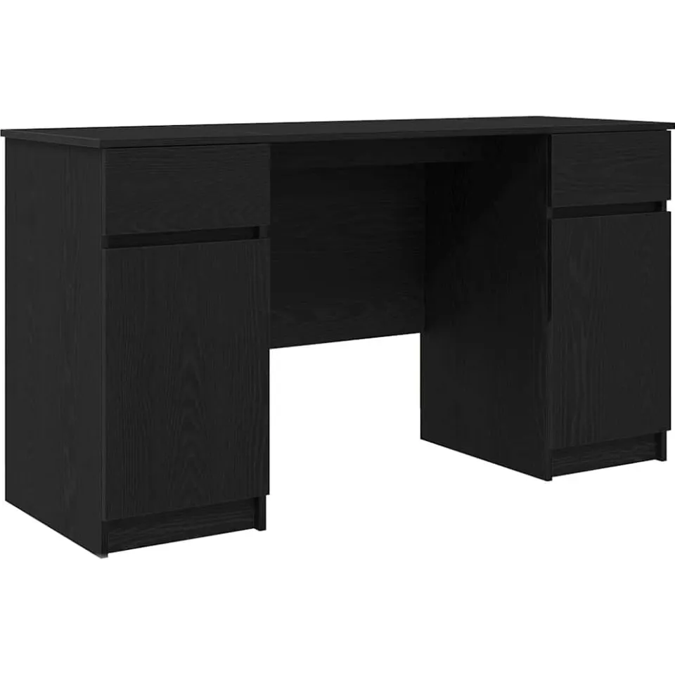 vidaXL Bureau Zwart eiken 140 x 49 x 76 cm Bewerkt hout, foto 3