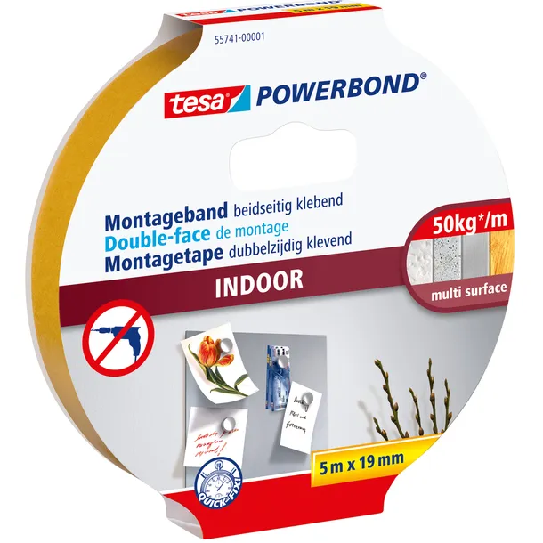 Tesa Montagetape tesa® Powerbond Indoor dubbelzijdig 5mx19mm wit