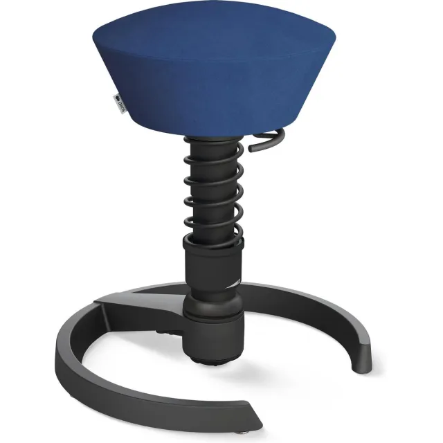 AERIS SWOPPER ergonomische bureaukruk - zwart onderstel - blauwe zitting - gliders - microvezel - standaard Zwart / Blauw / Zwarte veer