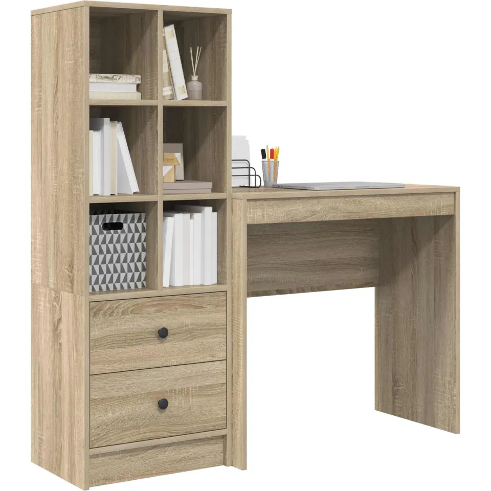 vidaXL Bureau Sonoma Eiken 125,5 x 40 x 127 cm 2 st Bruin