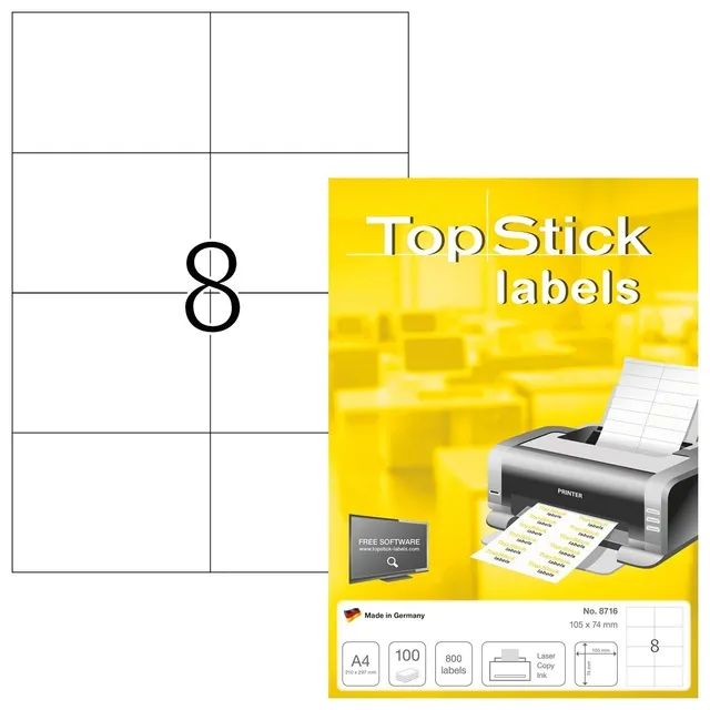 TopStick Etiket TopStick 8716 105x74mm wit 800 stuks