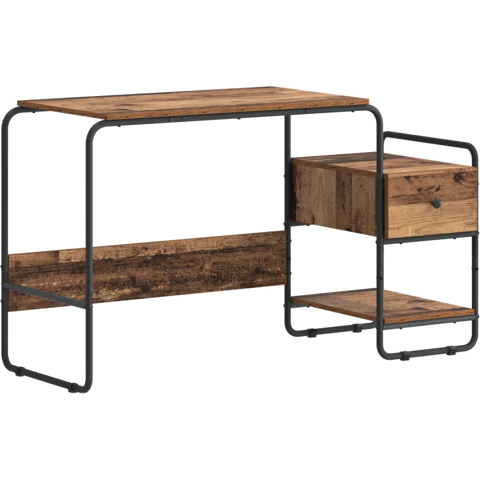 vidaXL Bureau met opbergruimte Oud hout 131,5 x 50 x 75,5 cm bruin, foto 3