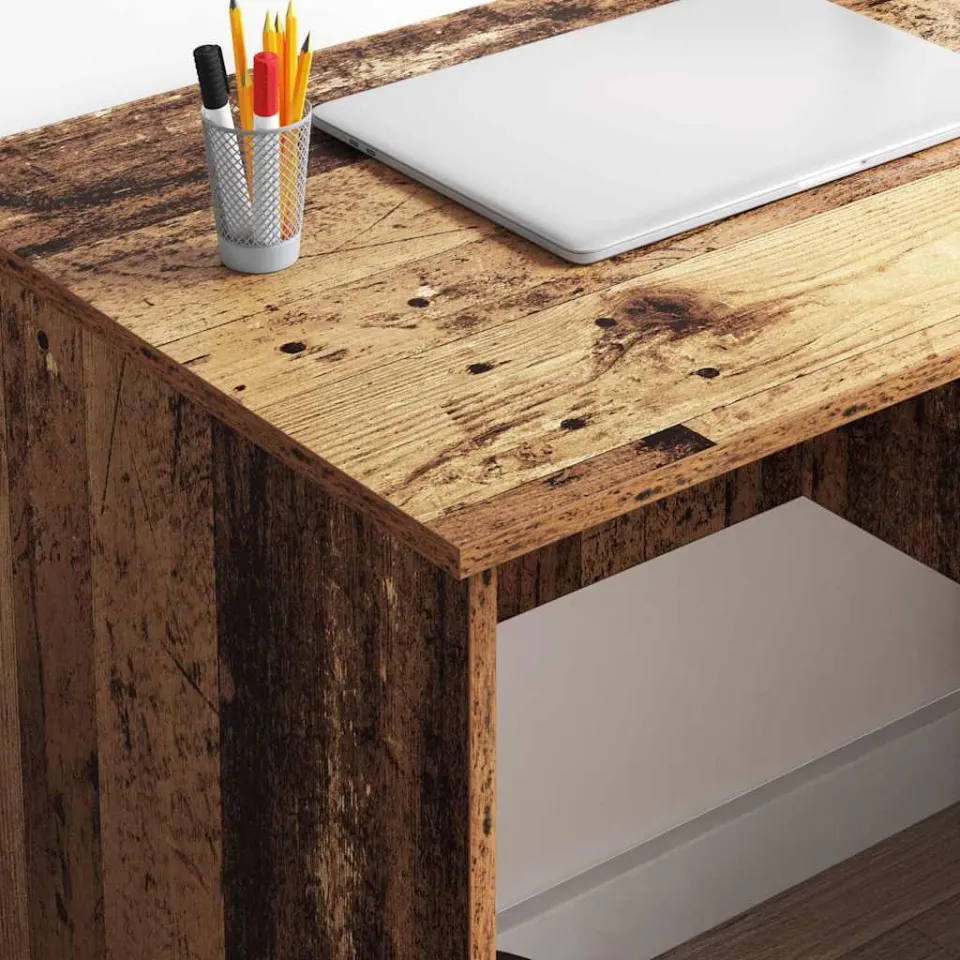 vidaXL Bureau Oud Hout 90 x 49 x 75 cm Bewerkt hout bruin, foto 4