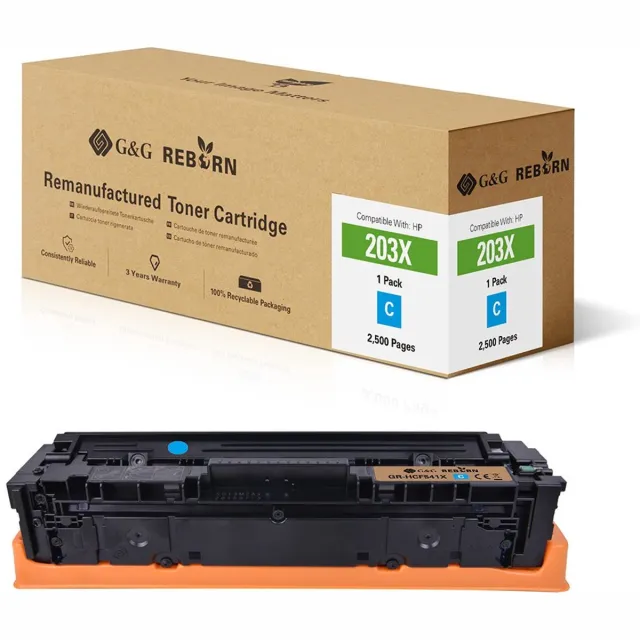 G&G Toner vervangt HP 203X Compatibel Zwart 3200 bladzijden Reborn remanufactured 21265 Cyaan