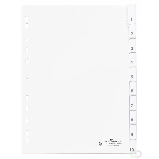 Durable Tabbladen A4 10-delig gelaste tabs voorblad PP