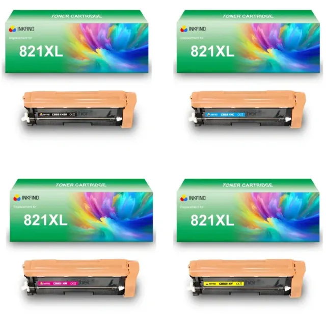 INKFIND TN821XL tonercartridge multipack van 4 stuks (Zwart+Cyaan+Magenta+Geel) compatibel met Brother TN-821 TN821XLBK TN821XLC TN821XLM TN821XLY TN-821XLBK TN-821XLC TN-821XLM TN-821XLY (Zwart+Cyaan+Magenta+Geel) toner cartridge -4-pack BK/C/M/Y Zwart/Cyaan/Magenta/Geel