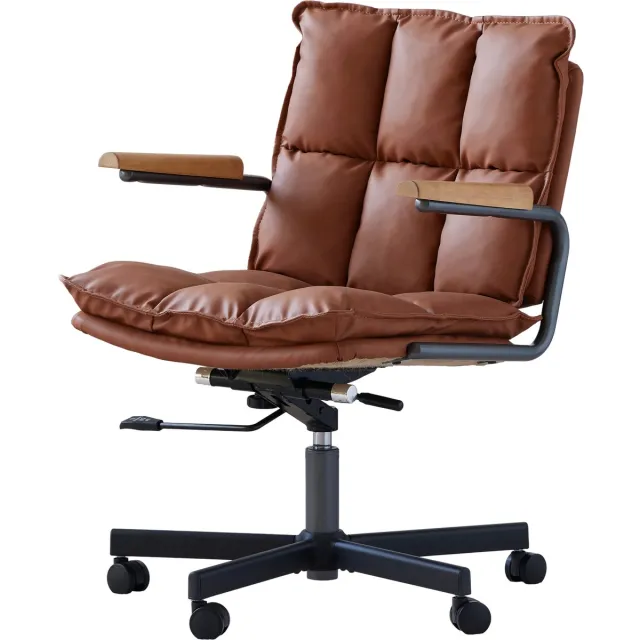 COVREO Bureaustoel 65 x 58 x 97 cm bruin kunstleer, met wielen en armleuningen Brown