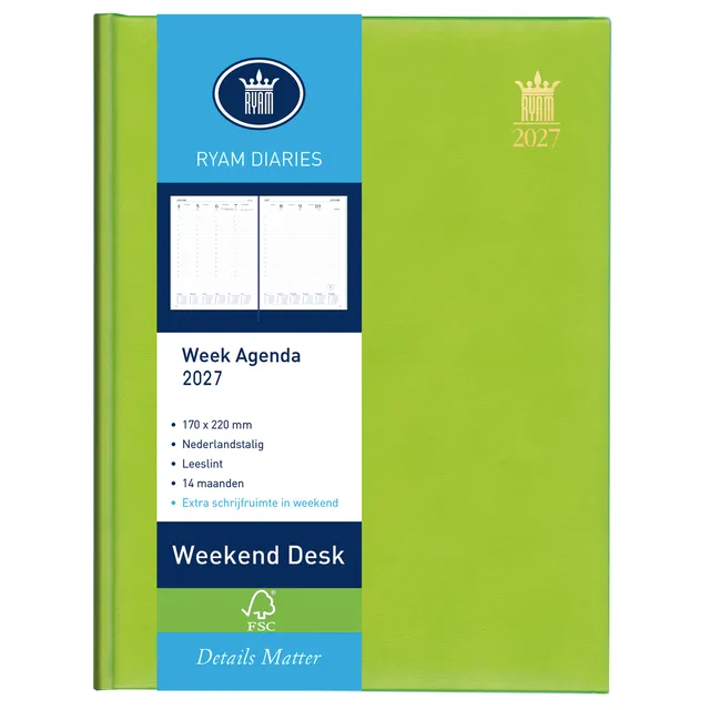 Ryam Agenda 2027 Ryam Weekplan Weekend Desk Lazio 7dagen/2pagina's assorti