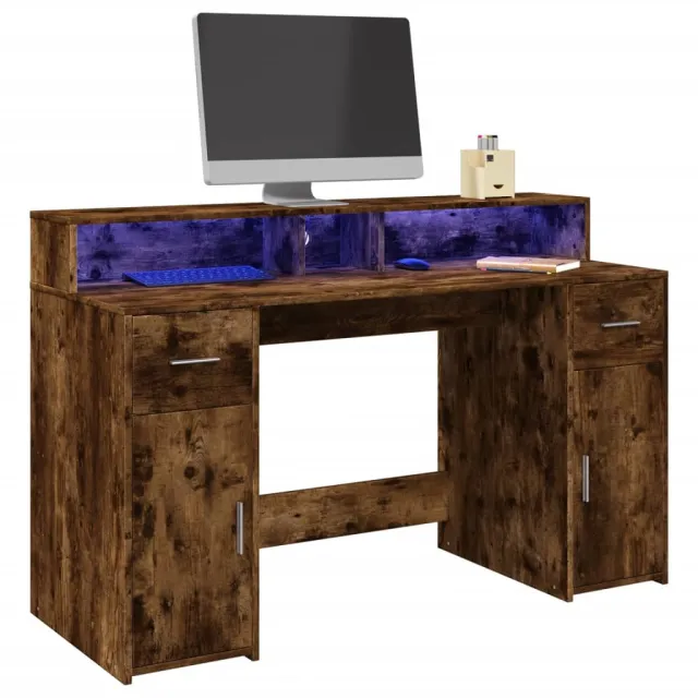 vidaXL Desk Gerookt eiken 140 x 55 x 91 cm Engineered wood, foto 2