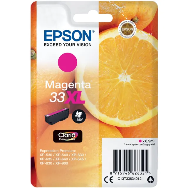 Epson inktcartridge 33XL, 650 pagina's, OEM C13T33634012, magenta