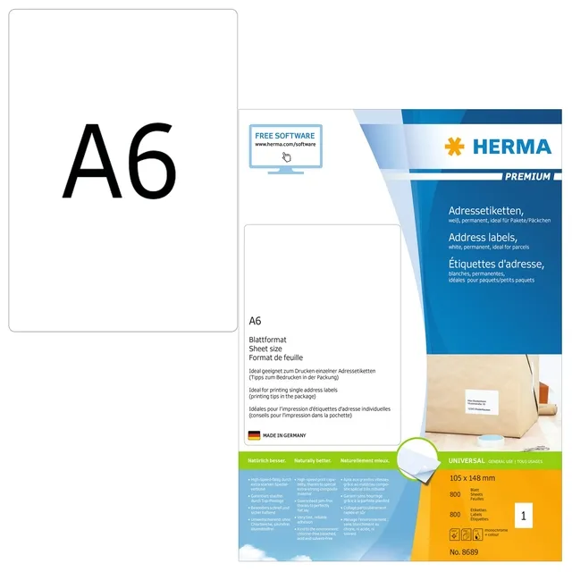 Herma Etiket HERMA 8689 105x148mm premium wit 800 stuks