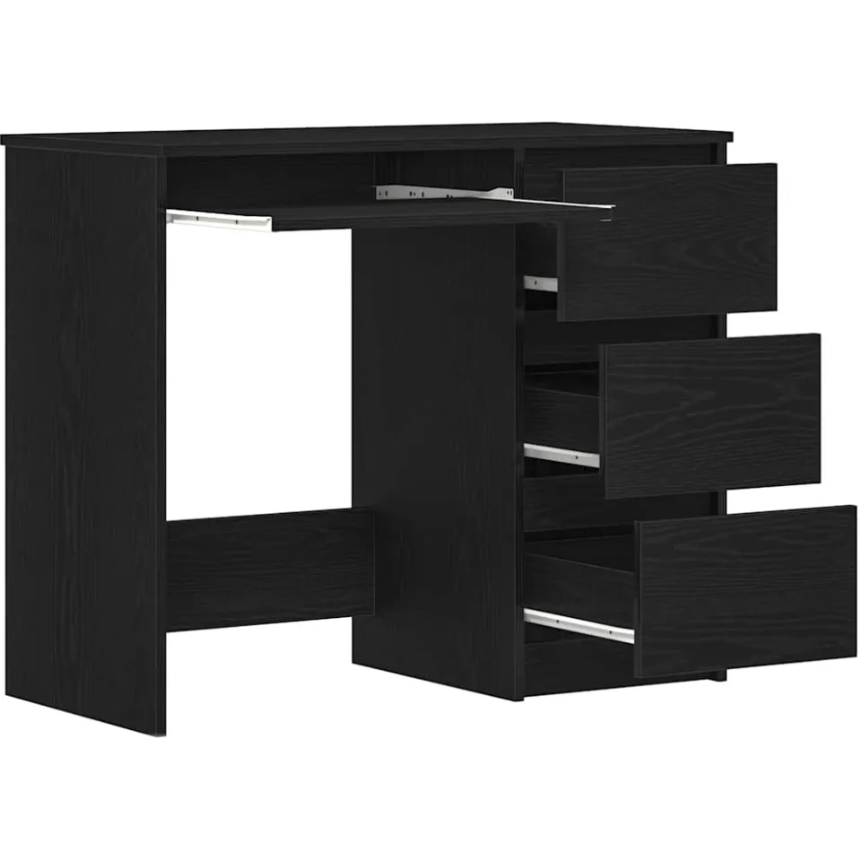vidaXL Bureau 90x45x76 cm spaanplaat zwart eikenkleurig, foto 4