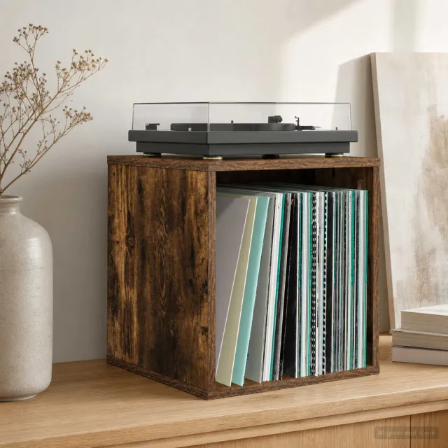 vidaXL Vinyl Album Doos 2 st Gerookt eiken 37 x 36,5 x 38 cm Bruin