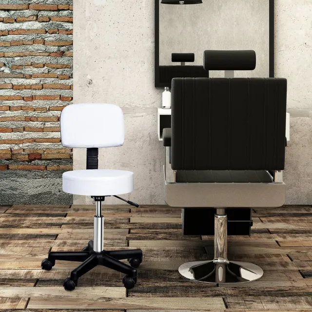 COVREO Bureaukruk 49 x 23 x 72-84 cm wit, kunstleer met rugleuning
