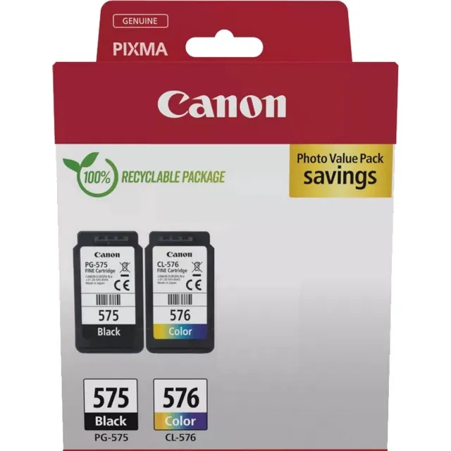 Canon PG-575 & CL-576 - Inktcartridge + Retourzakje - Origineel - Standaard capaciteit - Zwart en Kleur