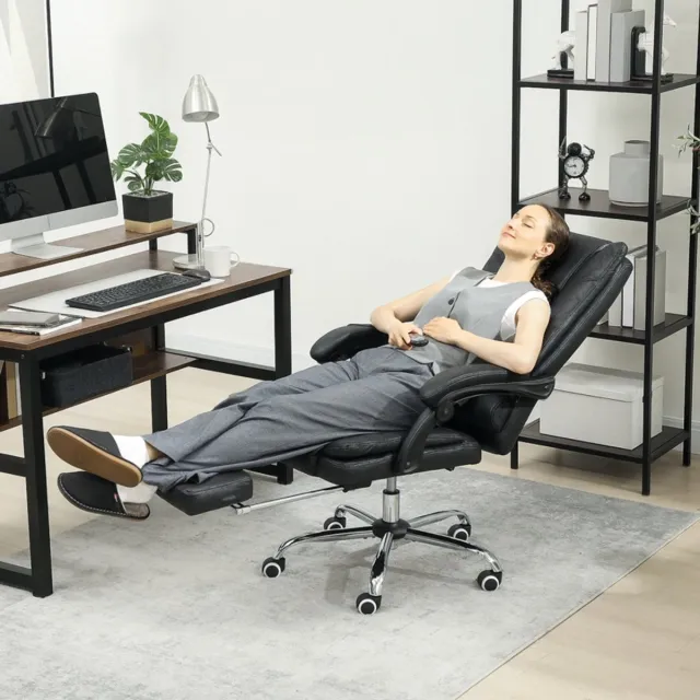 MODENUIT Bureaustoel 64 x 70 x 110-118 cm - Vibratiemassage, Verwarming, Voetsteun - Kantoor - Polyester Zwart
