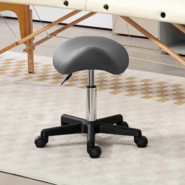 MODENUIT Zadelkruk 48 x 47 x 45-59 cm - In Hoogte Verstelbaar en Draaibaar - Voor Salons - Kunstleer - Grijs