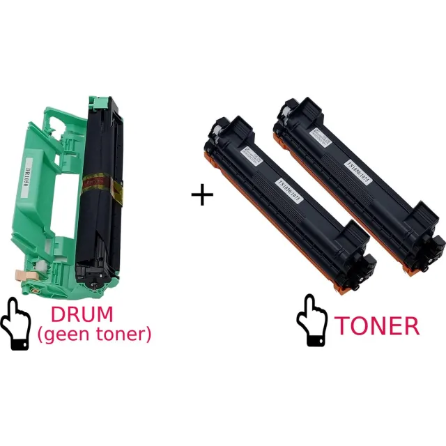 KATRIZ Huismerk Drum DR1050 + 2x Toner TN1050/TN1075 – Compatible voor Brother DCP-1610W, HL-1110, MFC-1910W e.a. – Hoge Capaciteit – Alternatief voor originele cartridges 2xZwart