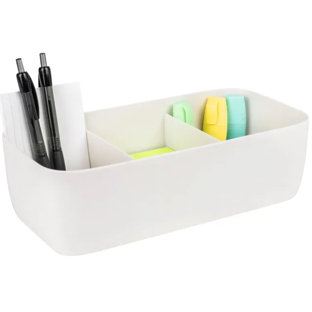 QUVIO Organizer voor lade - 3 vakken - 13,5 x 27 x 8 cm Grijs