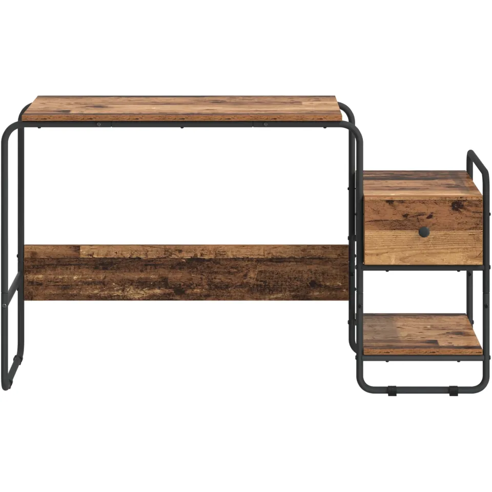 vidaXL Bureau met opbergruimte Oud hout 131,5 x 50 x 75,5 cm bruin, foto 4