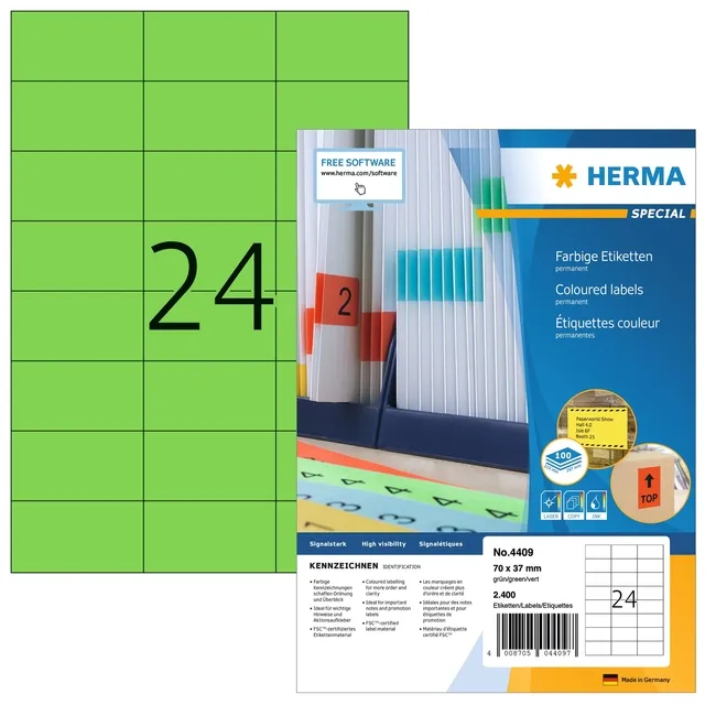 Herma Etiket HERMA 4409 70x37mm groen 2400 stuks