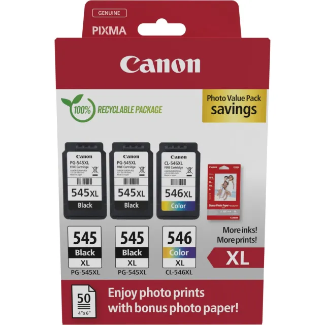 Canon 8286B015 inktcartridge 3 stuk(s) Origineel Hoog (XL) rendement Zwart, Cyaan, Magenta, Geel Zwart;Cyaan;Magenta;Geel