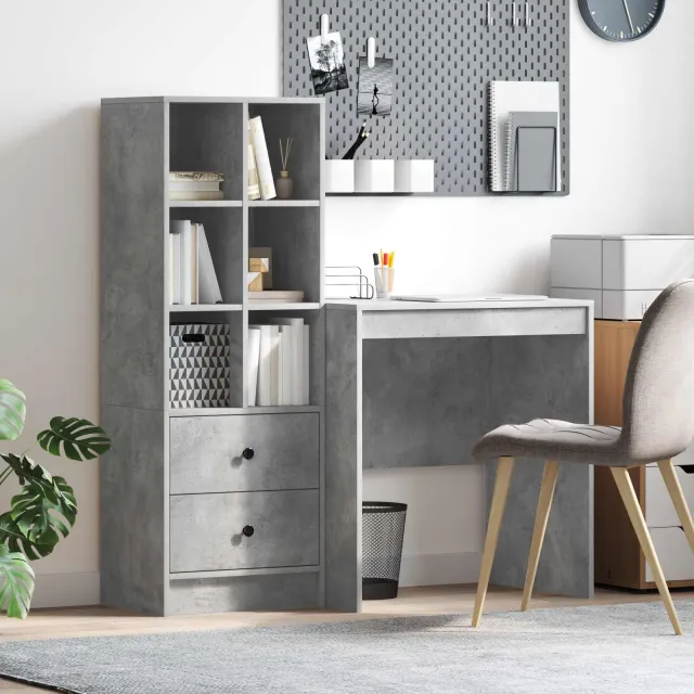vidaXL Bureau Beton Grijs 115,5 x 50 x 127 cm 2 st, foto 2