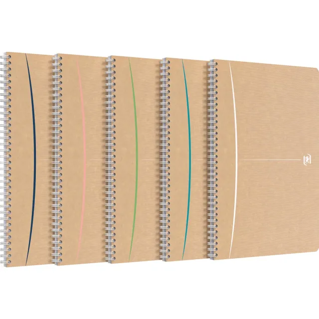 Oxford Touareg spiraalschrift, 180 bladzijden, ft A4, geruit 5 mm, geassorteerde kleuren blauw
