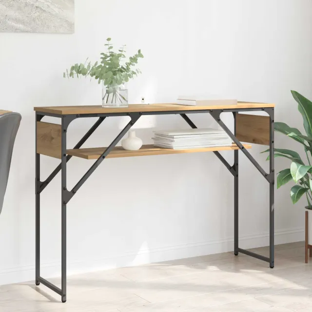 vidaXL Consoletafel Artisan Eiken Bewerkt hout 105x30x75cm, foto 2