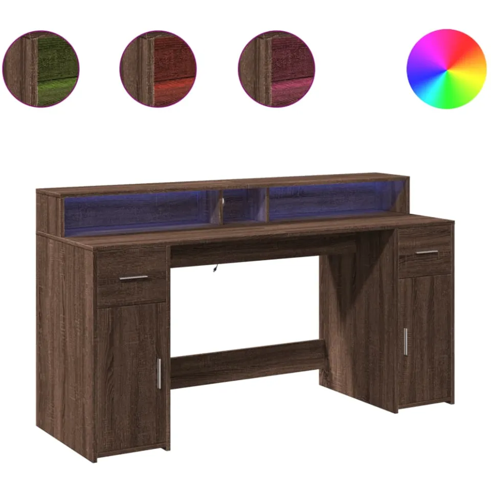 vidaXL Bureau Bruin eiken 160 x 55 x 91 cm Engineered wood