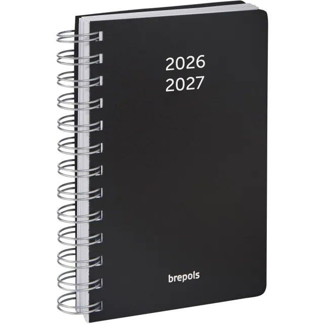 Brepols schoolagenda Wire-O, zwart, 2026-2027 wit