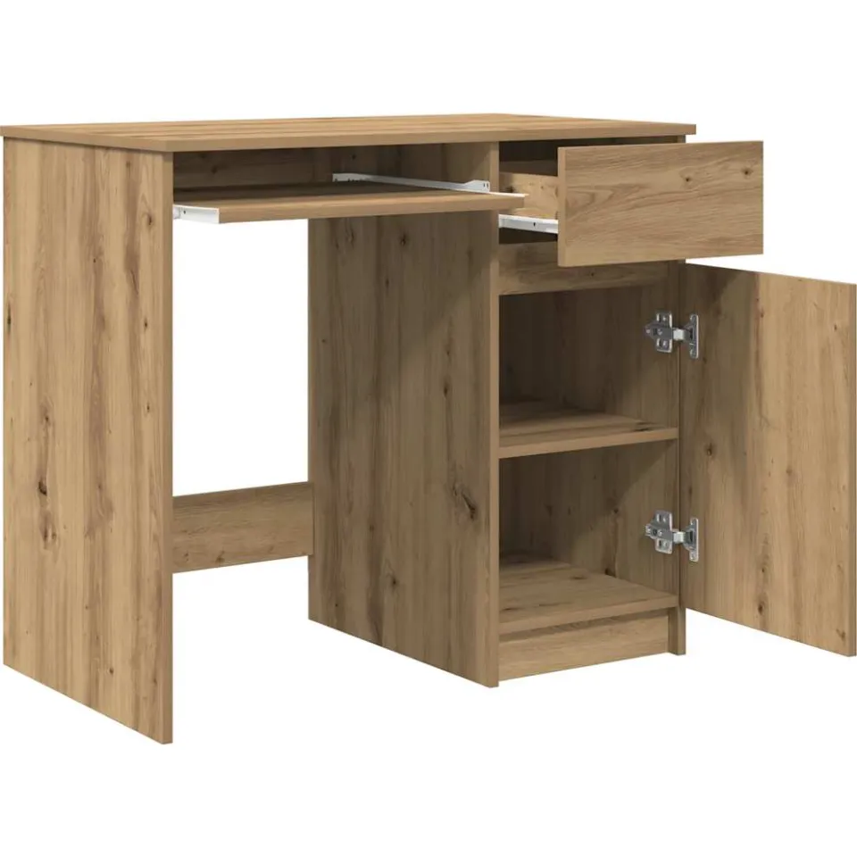 vidaXL Bureau ambachtelijk 86x49x76 cm spaanplaat eikenkleurig, foto 4