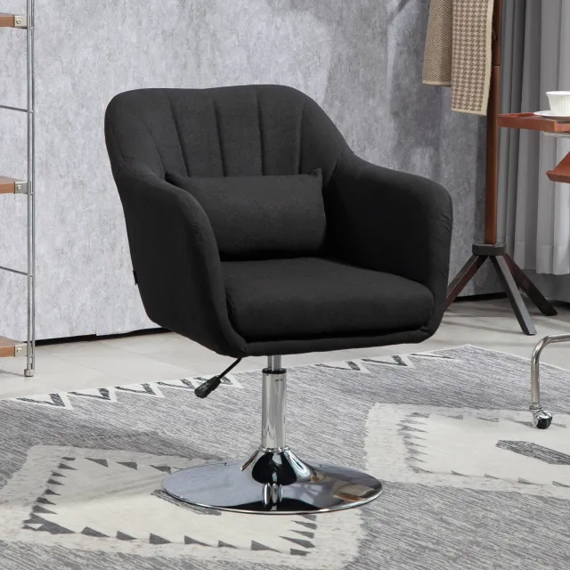 MODENUIT Bureaustoel 60 x 60 x 79-91 cm - Draaibaar en Verstelbaar - Voor Bureau - Polyester en Metaal - Zwart