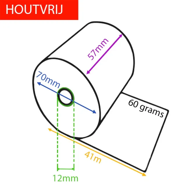 Kassarol houtvrij, 60 g, breedte 57 mm, diameter +/- 70 mm, asgat 12 mm, lengte 41 m