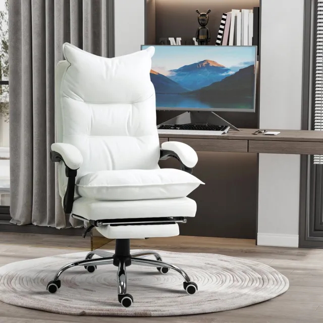 COVREO Bureaustoel 72 x 66 x 130 cm wit, kunstleer met ligfunctie