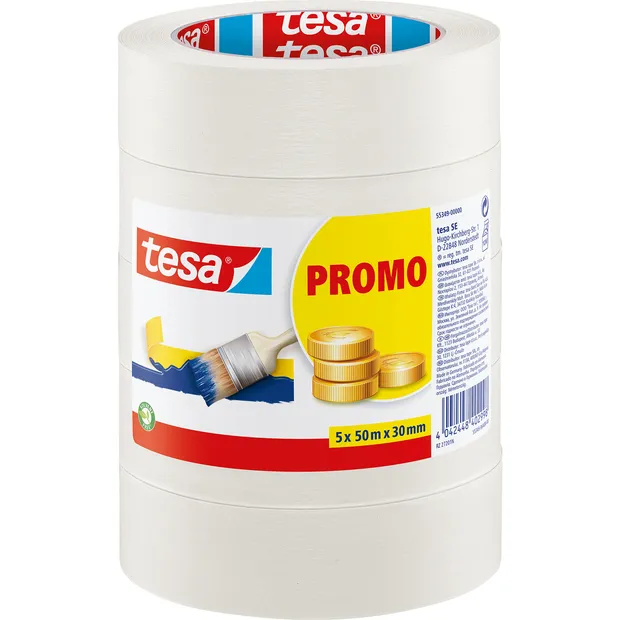 Tesa Afplaktape tesa® Economy 50mx30mm beige 5 rollen