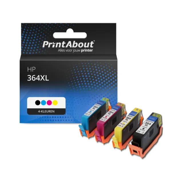 PrintAbout huismerk Inktcartridge 364XL (N9J74AE) 4-kleuren Multipack Hoge capaciteit Geschikt voor HP
