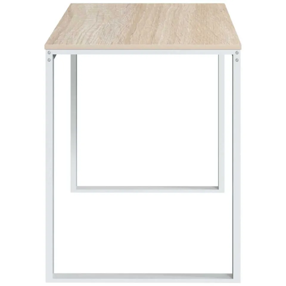 vidaXL Computerbureau 110x60x73 cm spaanplaat wit en eikenkleurig, foto 4