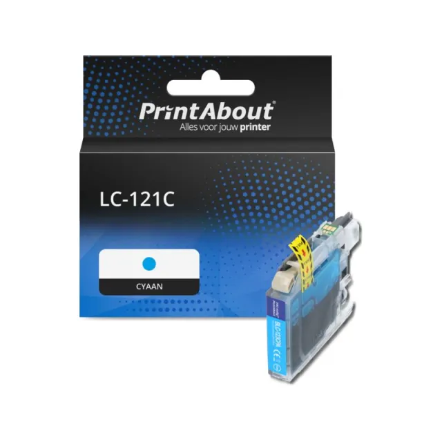 PrintAbout huismerk Inktcartridge LC-121C Cyaan Geschikt voor Brother