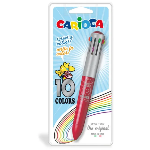 Carioca 41501 balpen Zwart, Blauw, Groen, Oranje, Roze, Rood, Violet, Geel Multifunctionele balpen 1 stuk(s) Meerkleurig