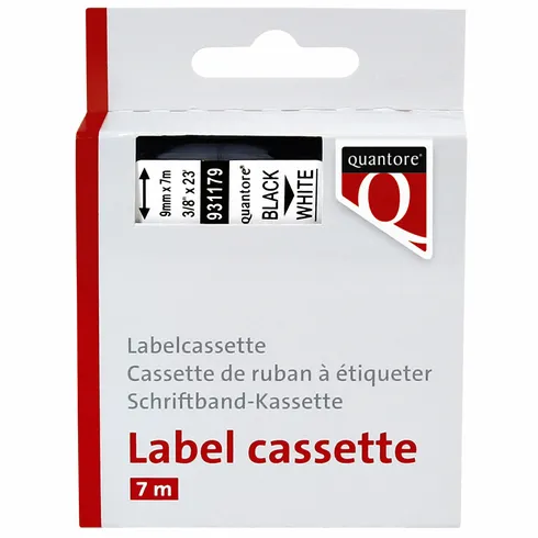 Quantore Labeltape Quantore 40913 9mmx7m zwart op wit
