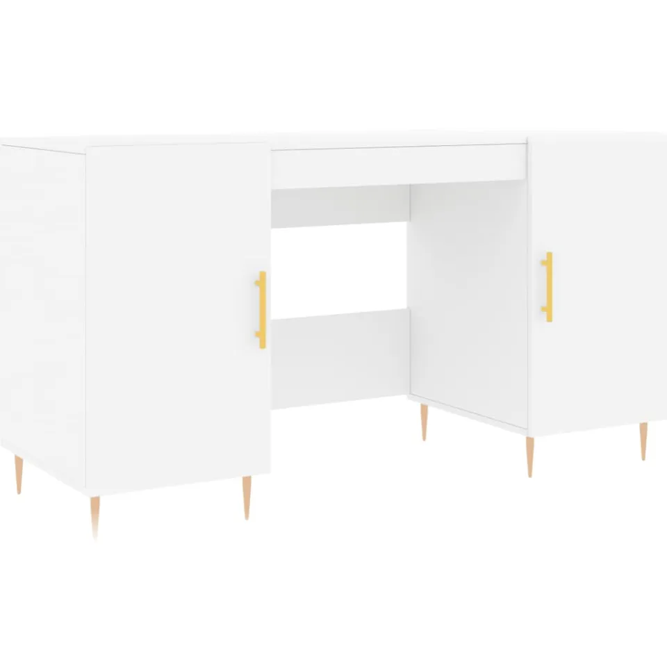 vidaXL Bureau 140x50x75 cm bewerkt hout wit, foto 3
