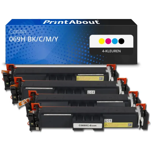 PrintAbout huismerk Toner 069H BK/C/M/Y 4-kleuren Multipack Hoge capaciteit Geschikt voor Canon